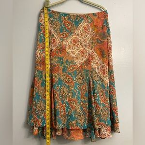 Teal and Orange Paisley A-Line Women’s Skirt